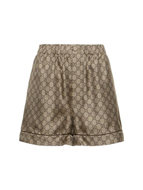 gucci white shorts with rose tattoo on leg with|GUCCI GG Supreme printed silk.